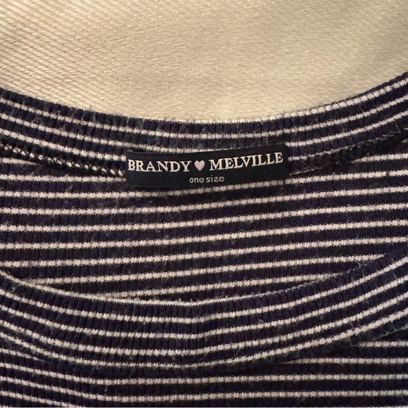 Brandy Melville dark blue navy striped long sleeve t shirt with thumb holes - Picture 5 of 5